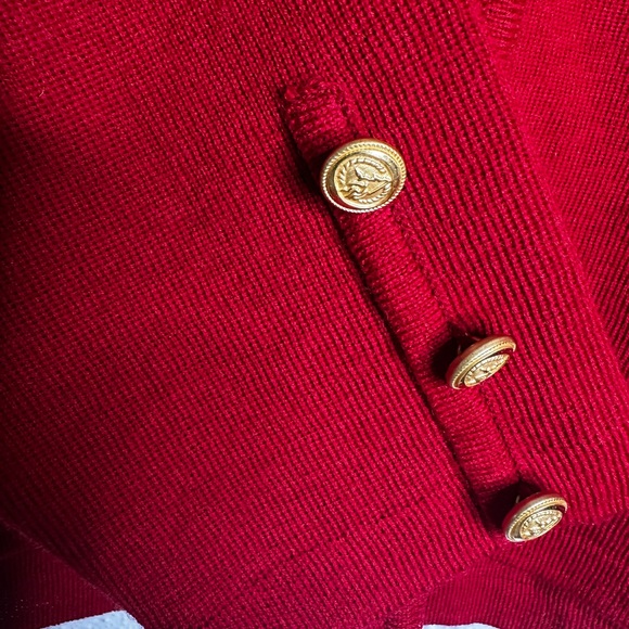Pure wool Saint James Red Knit with Gold Button - Picture 6 of 10